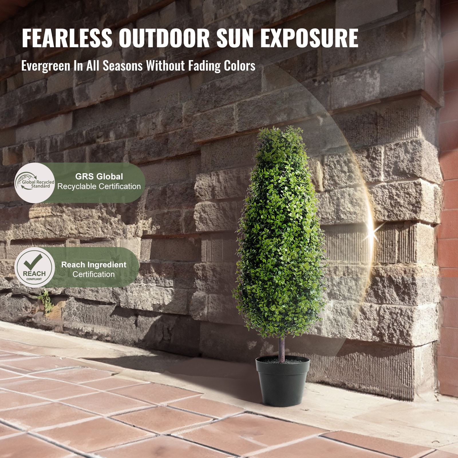 2 Pack 3' Artificial Boxwood Topiary Tree Plant UV Decor In/Outdoor_voghion.com